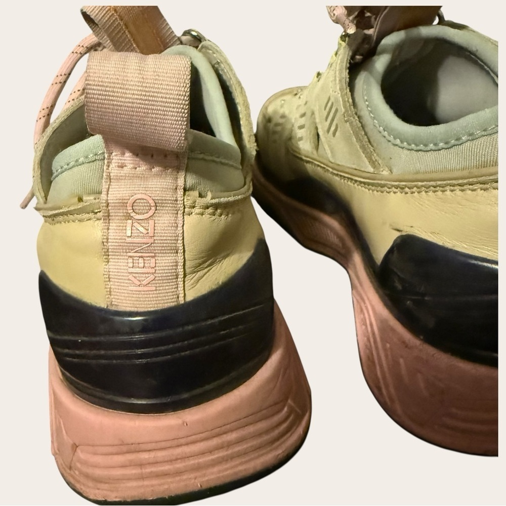 KENZO Women's Pastel Green and Pink Chunky Low-Top Sneakers - Picture 4 of 11
